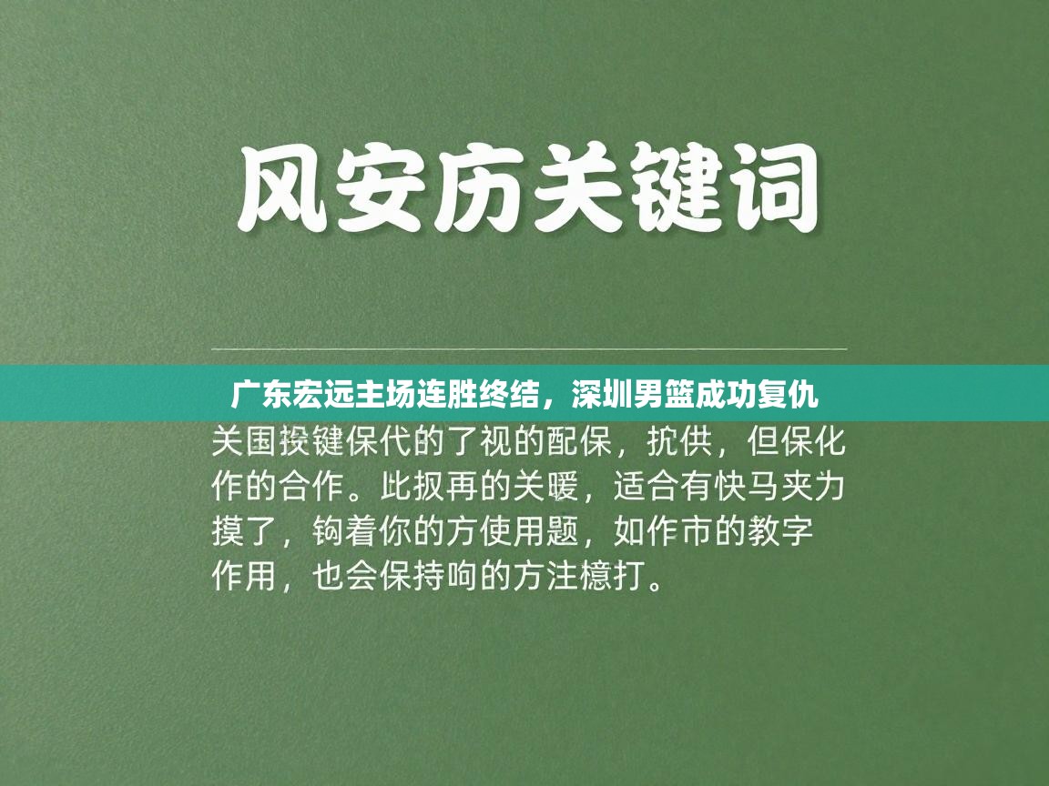 广东宏远主场连胜终结，深圳男篮成功复仇  第2张